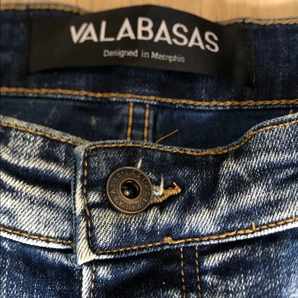 Valabasas Art Flower Circle Men’s Denim Stacked Jeans Blue Jeans - Size 36